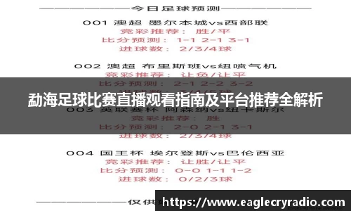 勐海足球比赛直播观看指南及平台推荐全解析