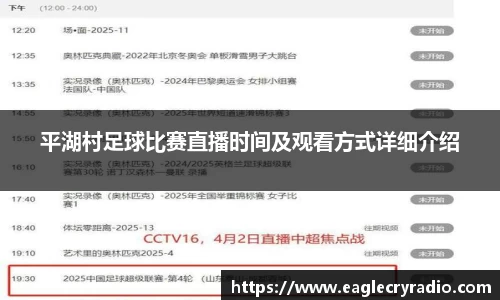 平湖村足球比赛直播时间及观看方式详细介绍